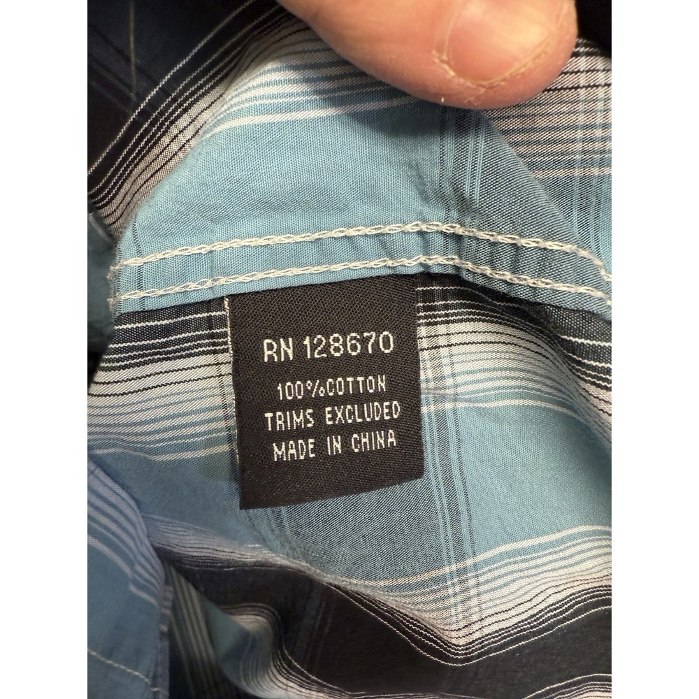 Cowboy Hardware Boys Western Snap Shirt Size XS 5 Blue Black Plaid Cowboy - Picture 9 of 9